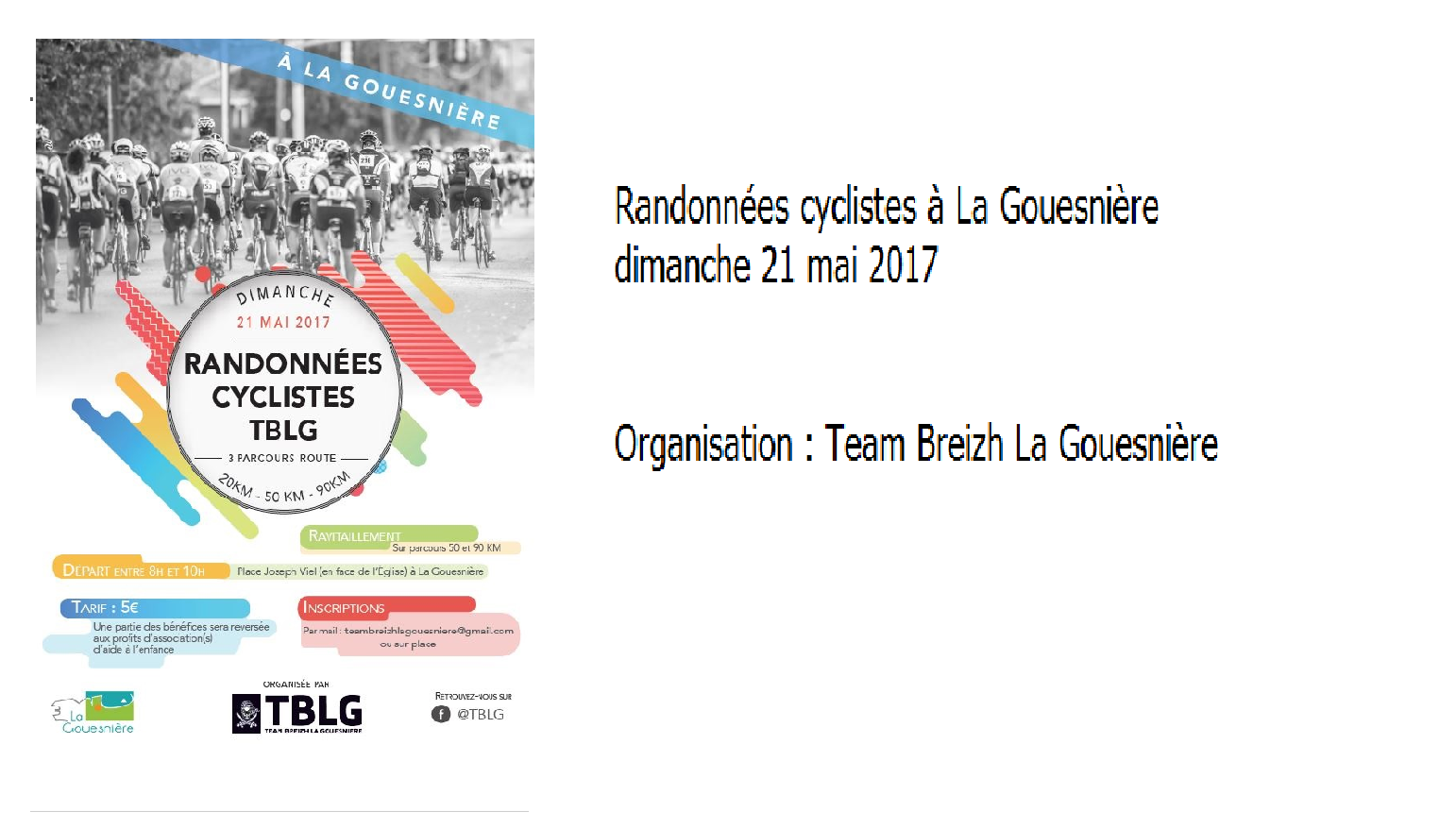 Randonnées cyclistes le dimanche 21 mai 2017