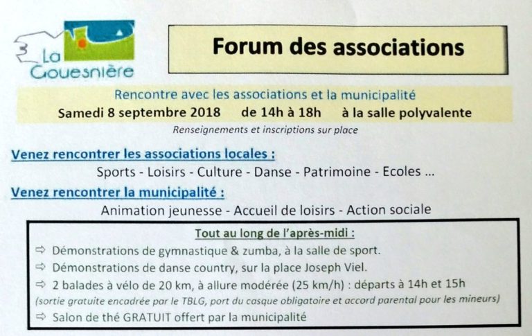 Forum des associations samedi 08 septembre 2018