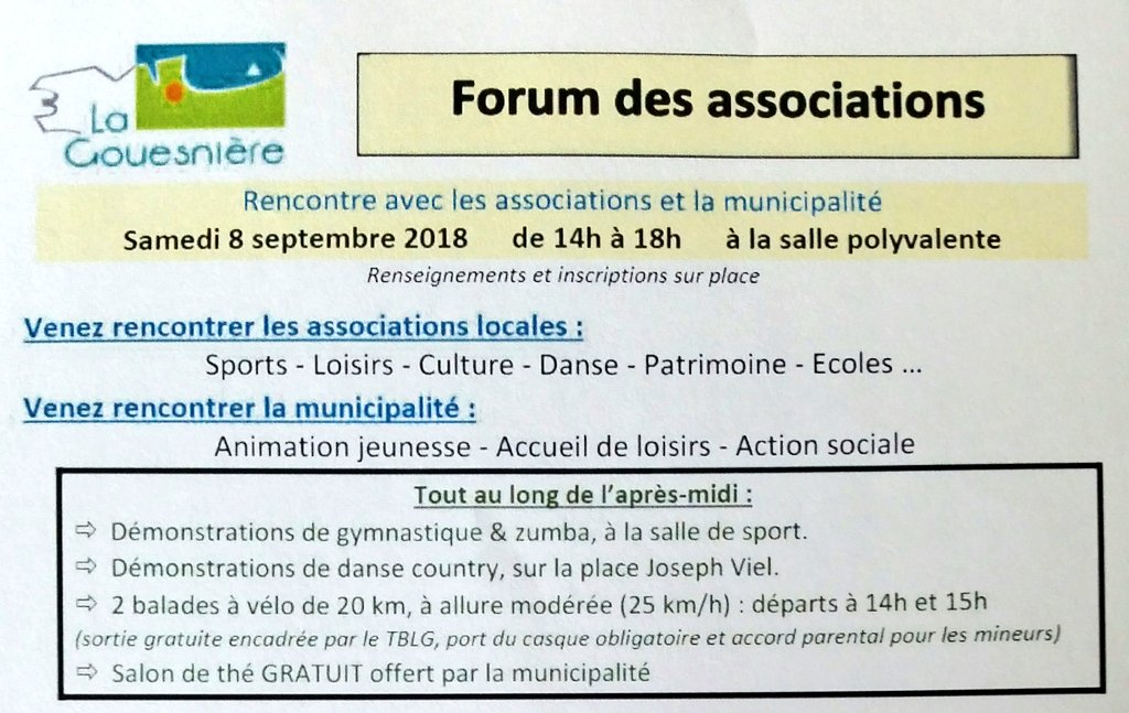 Forum des associations samedi 08 septembre 2018