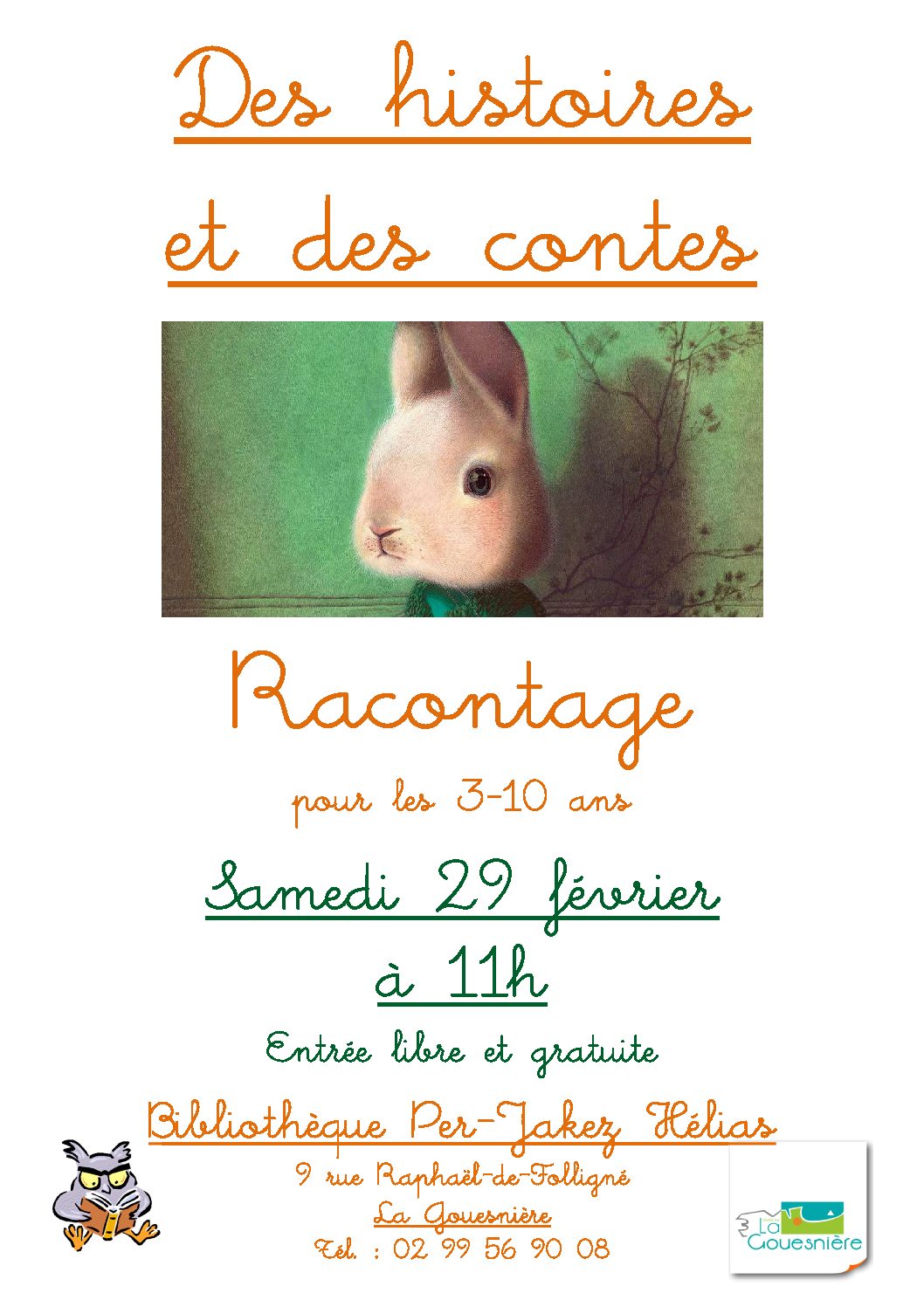 Des histoires et des contes à la médiathèque le 29 février à 11h00.