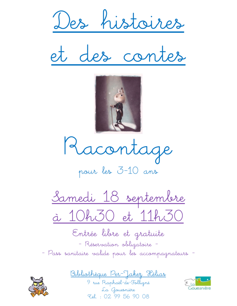 Des histoires et des contes à la médiathèque le 18 septembre 2021. Des histoires et des contes à la médiathèque le 18 septembre 2021.