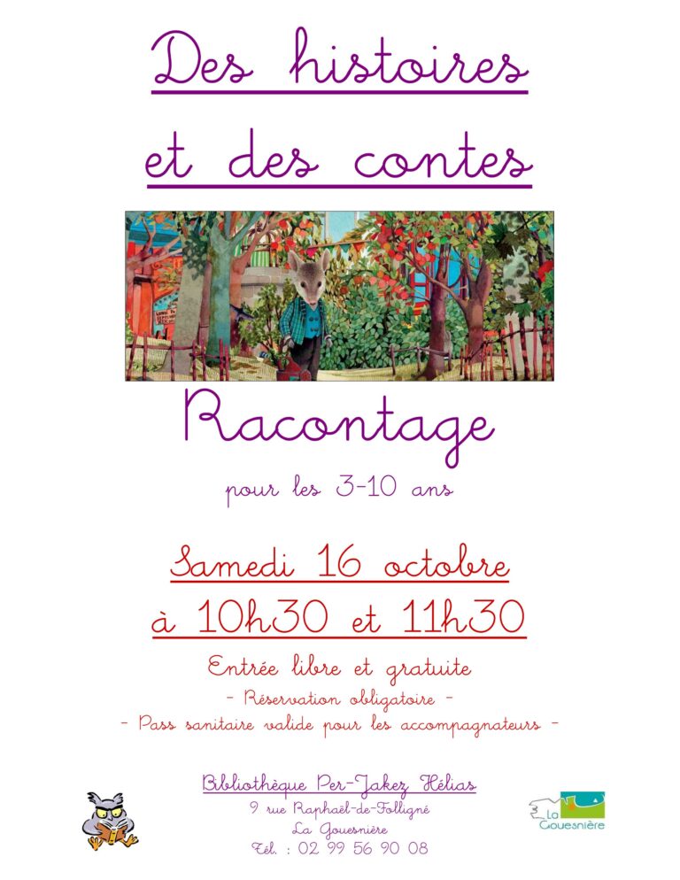 Des histoires et des contes à la médiathèque le 16 octobre 2021.