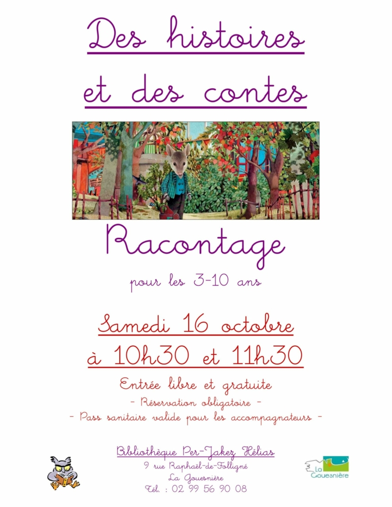 Des histoires et des contes à la médiathèque le 16 octobre 2021. Des histoires et des contes à la médiathèque le 16 octobre 2021.