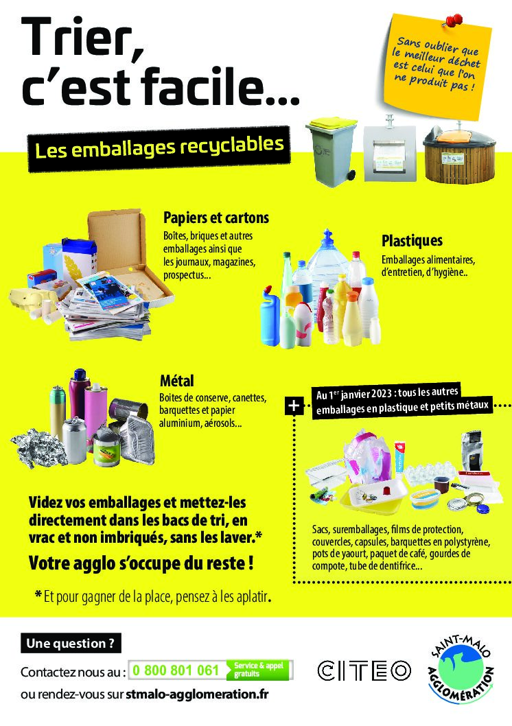 Nouvelles consignes de tri à compter du 1er janvier 2023.