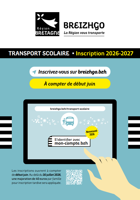 Ouverture des inscriptions aux transports scolaires BreizhGo pour l&rsquo;année 2026-2027